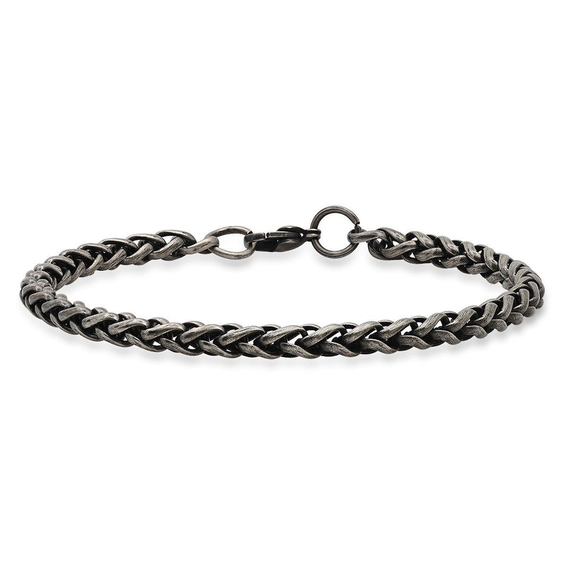 2-Piece: Men's Oxidized Stainless Steel Wheat Chain Necklace and Bracelet Set Men's Accessories - DailySale