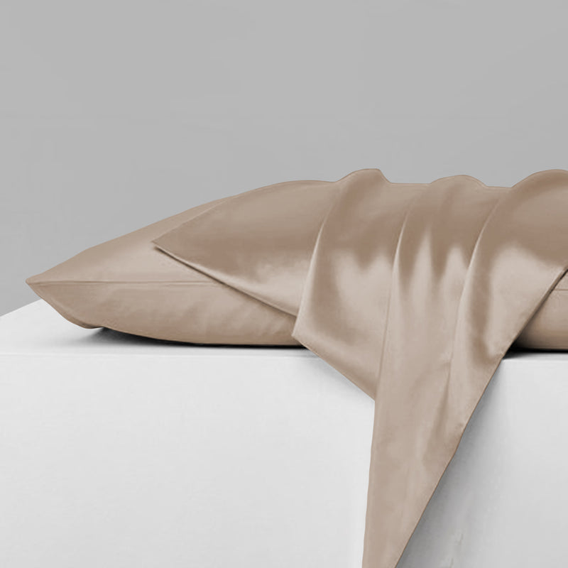 2-Piece: Mulberry Silky Satin Pillowcases Set Bedding Beige Queen - DailySale