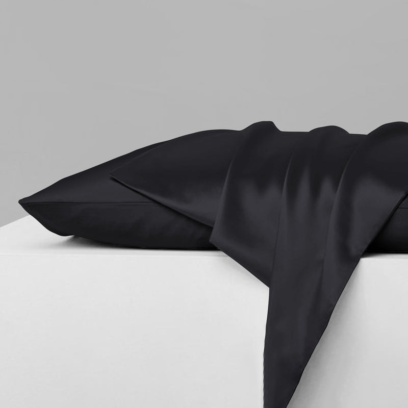 2-Piece: Mulberry Silky Satin Pillowcases Set Bedding Black Queen - DailySale