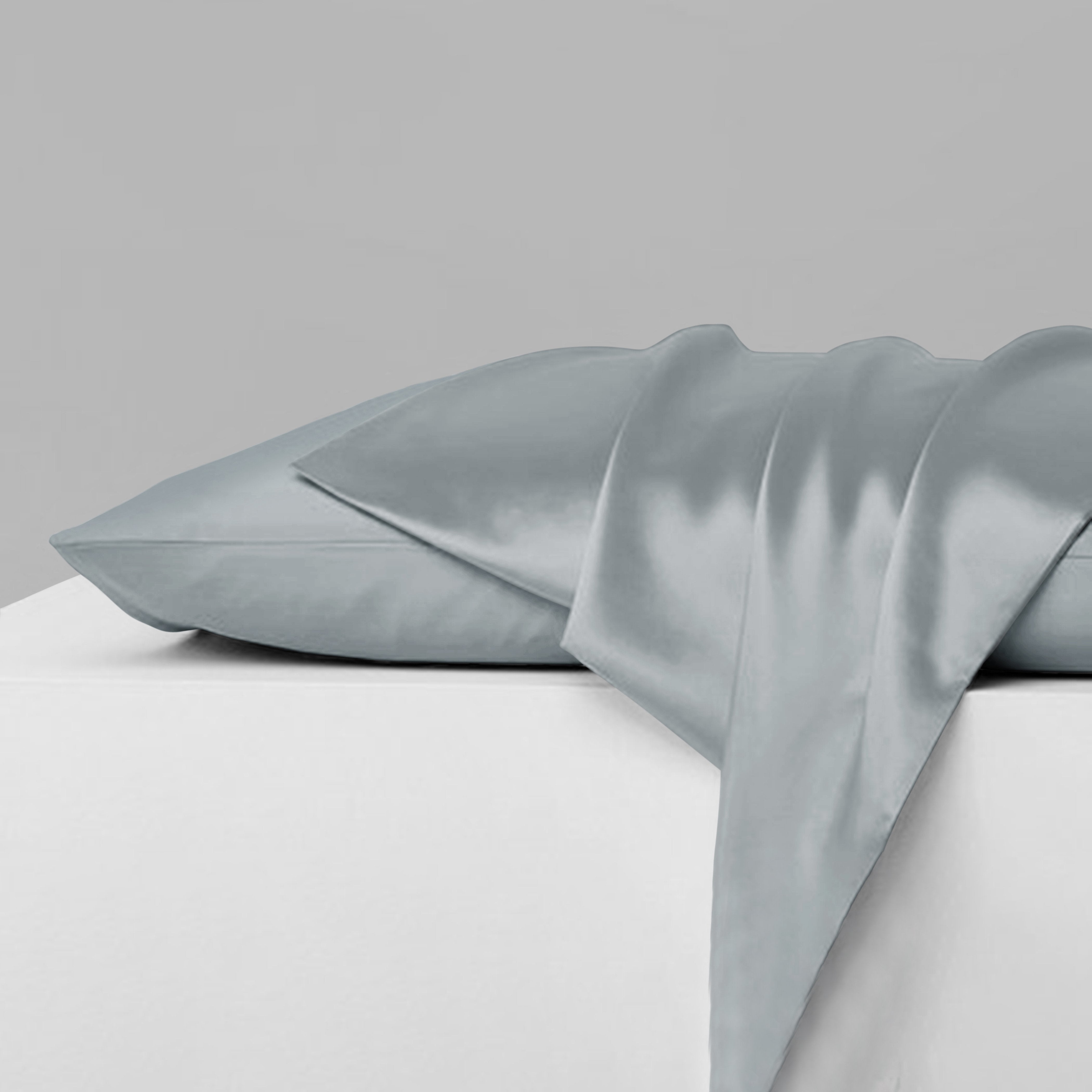 2-Piece: Mulberry Silky Satin Pillowcases Set Bedding Gray Queen - DailySale