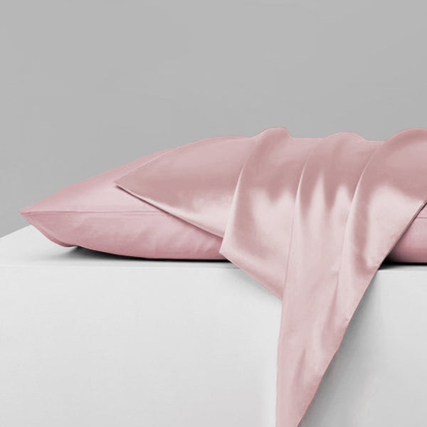2-Piece: Mulberry Silky Satin Pillowcases Set Bedding Pink Queen - DailySale