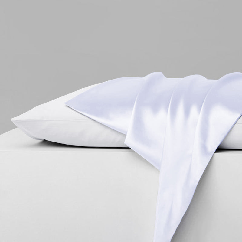 2-Piece: Mulberry Silky Satin Pillowcases Set Bedding White Queen - DailySale