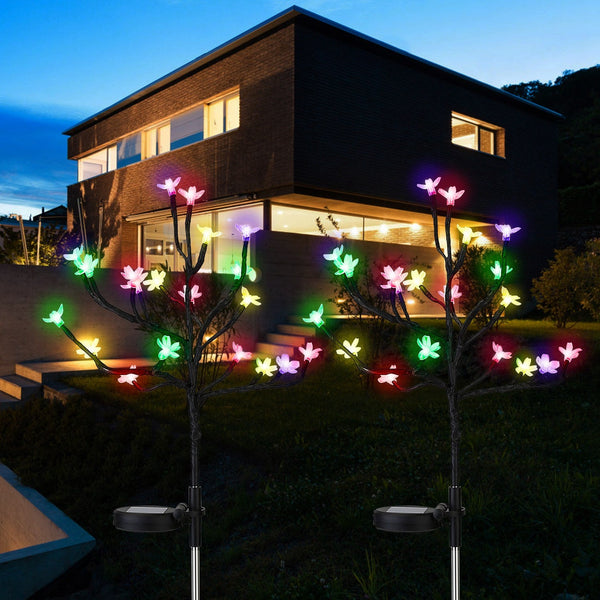2-Piece: Outdoor Solar Light Cherry Blossom Flower Landscape Light Outdoor Lighting - DailySale