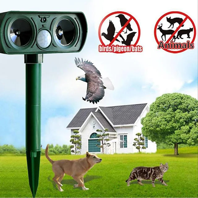 2-Piece: Outdoor Solar Ultrasonic Pest Repeller Pest Control - DailySale