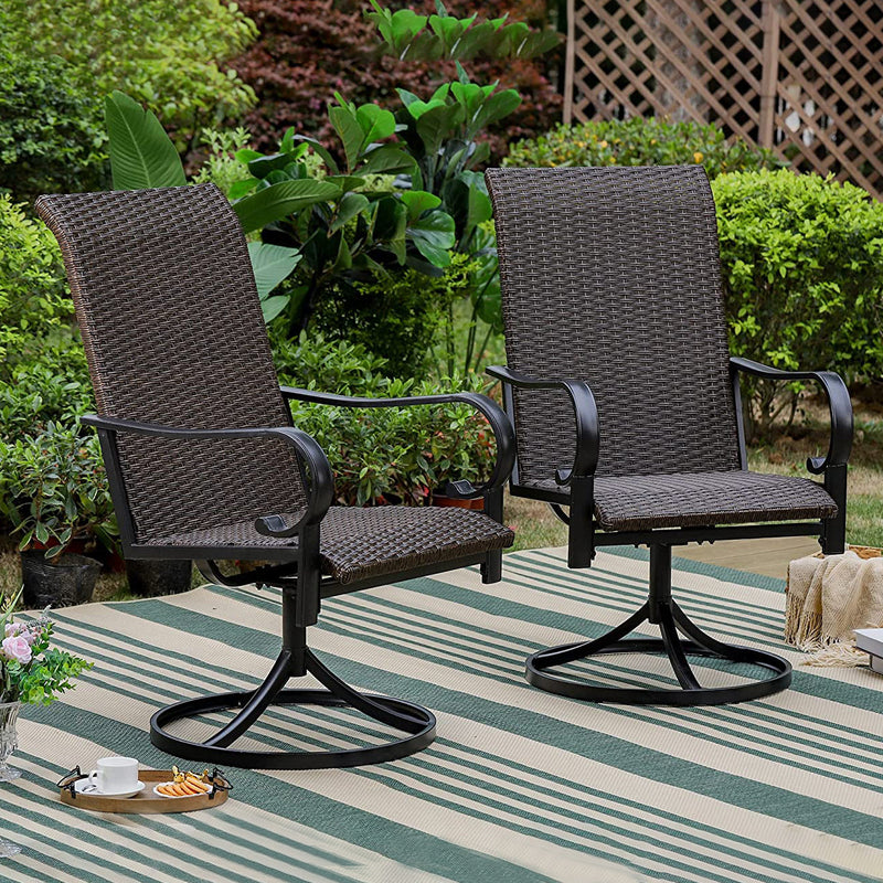 2-Piece: Outdoor Swivel Rattan Dining Chair Set Garden & Patio - DailySale