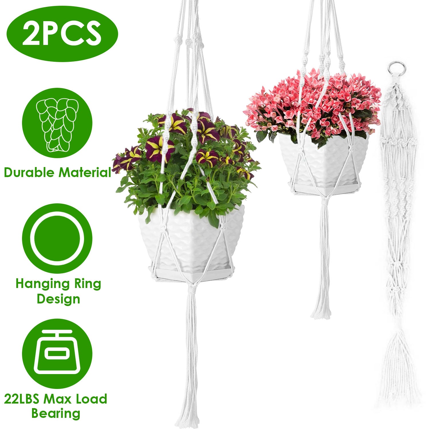 2-Piece: Plant Hanger Flowerpot Net Bag Garden & Patio - DailySale