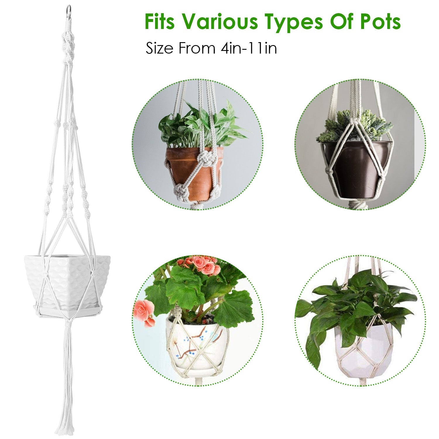 2-Piece: Plant Hanger Flowerpot Net Bag Garden & Patio - DailySale