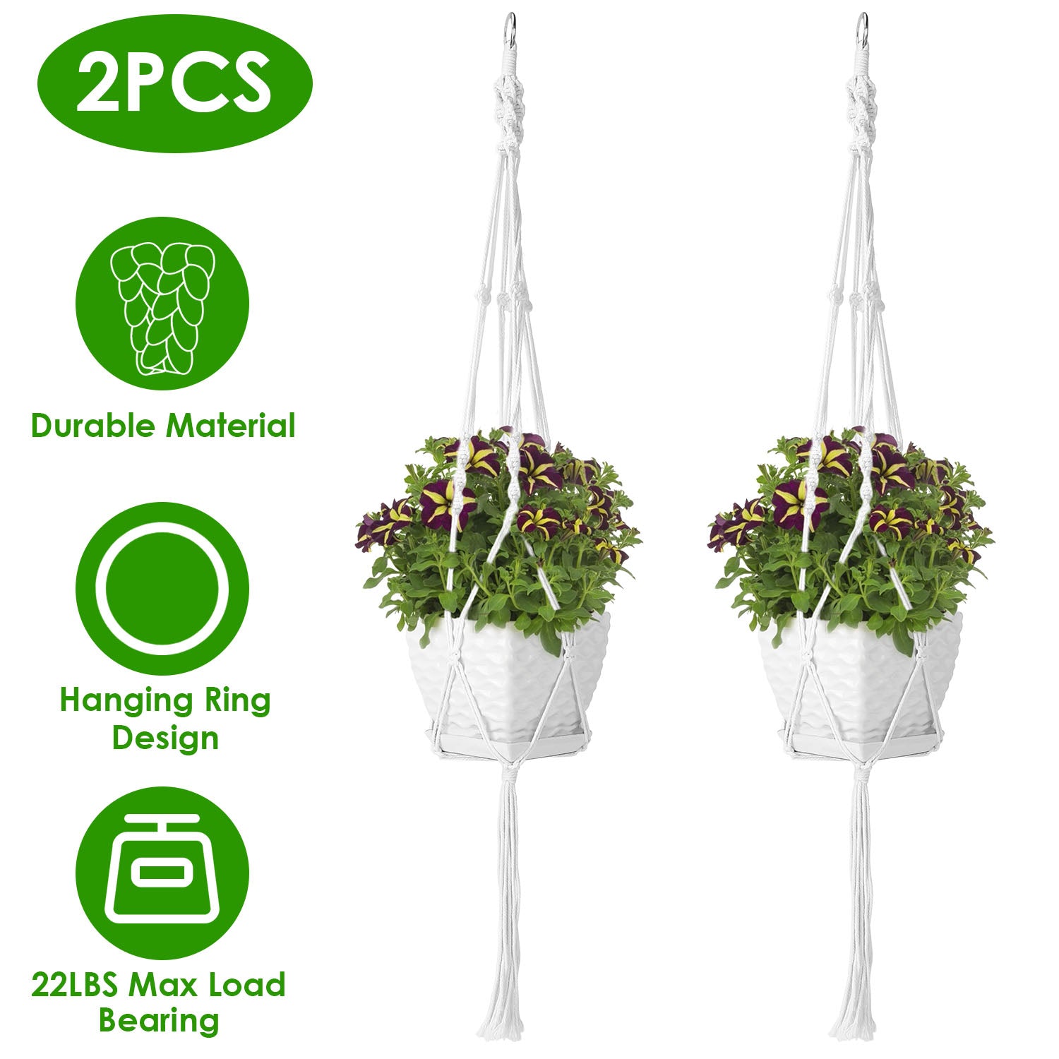 2-Piece: Plant Hanger Flowerpot Net Bag Garden & Patio - DailySale