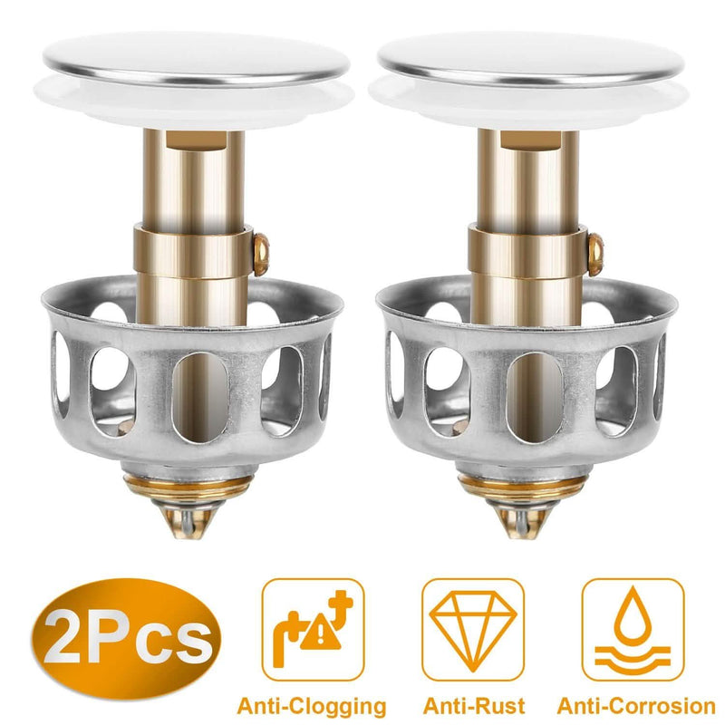 2-Piece: Pop Up Sink Drain Plugs Home Improvement - DailySale