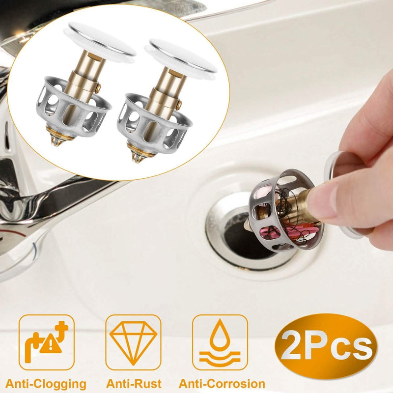 2-Piece: Pop Up Sink Drain Plugs Home Improvement - DailySale
