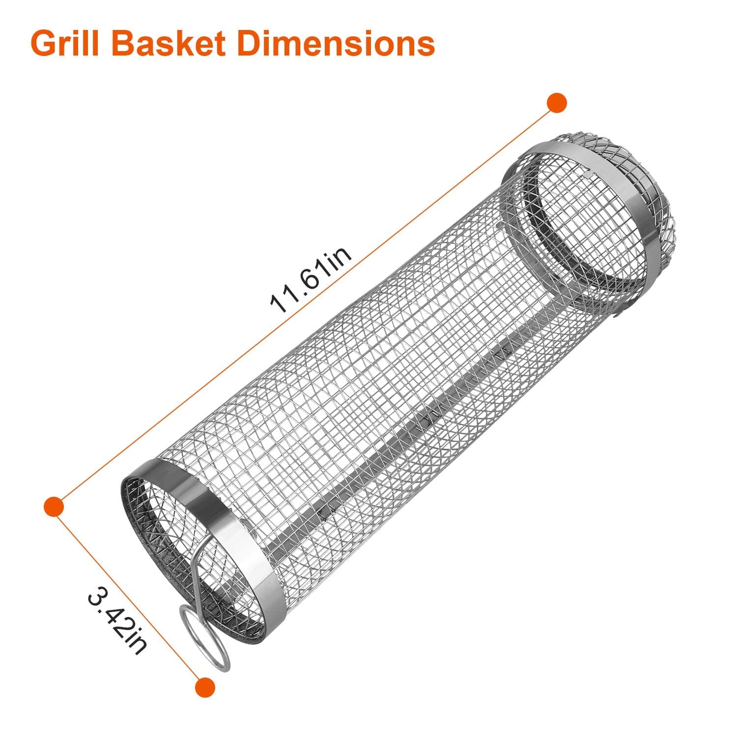 2-Piece: Portable BBQ Rolling Basket Round Stainless Steel Grill Kitchen Tools & Gadgets - DailySale