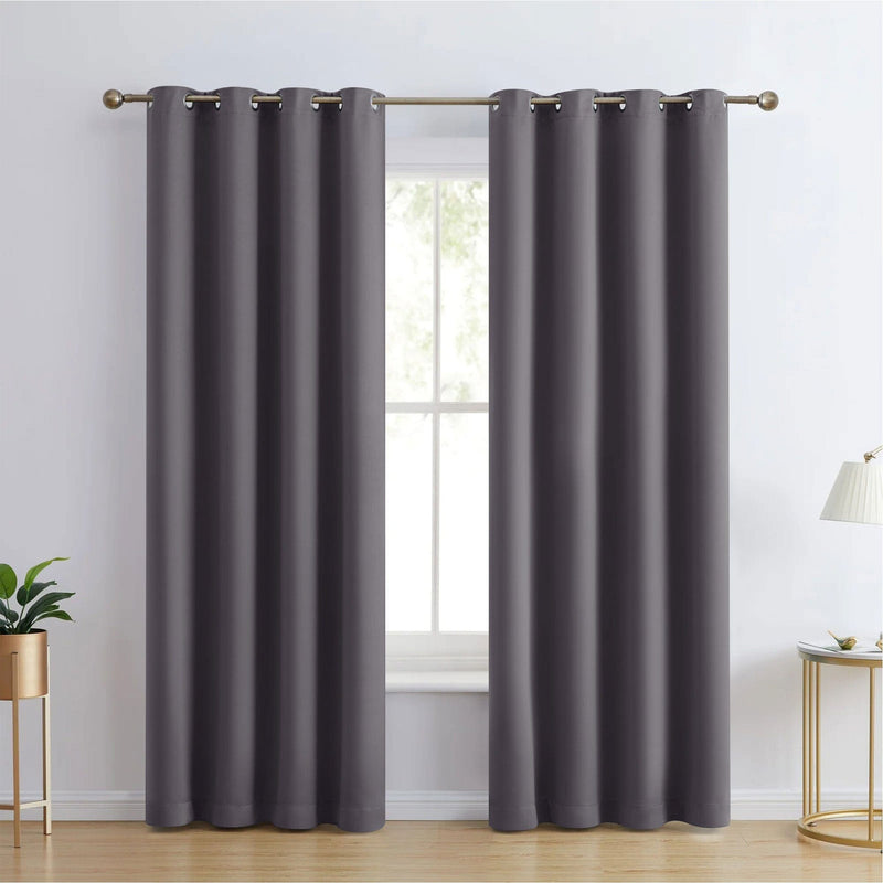 2-Piece Set: Blackout Curtains Double Panel Thermal Insulated Room Darkening Curtain Pair Grommet Top Design Furniture & Decor 42x63 Gray - DailySale