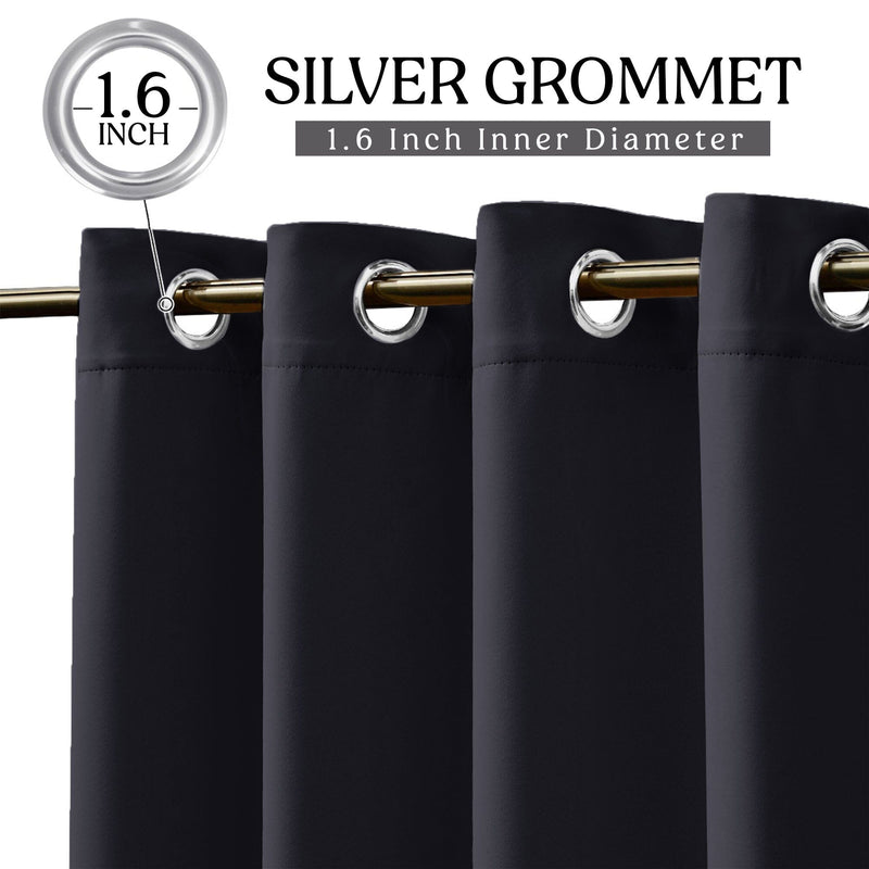 2-Piece Set: Blackout Curtains Double Panel Thermal Insulated Room Darkening Curtain Pair Grommet Top Design Furniture & Decor - DailySale