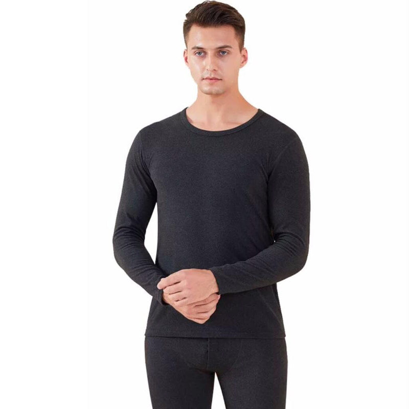 2-Piece Set: Cotton Thermal Set with Shirt & Pants Men's Tops S Black - DailySale