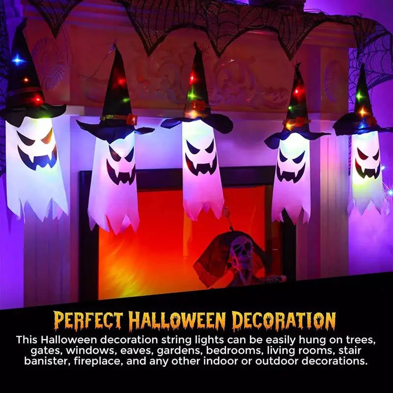 2-Piece Set: Glowing Ghost Witch Hat Halloween Decorations Holiday Decor & Apparel - DailySale