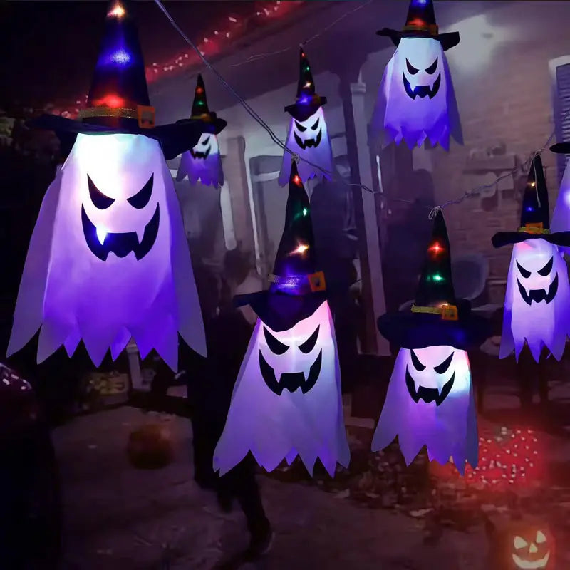 2-Piece Set: Glowing Ghost Witch Hat Halloween Decorations Holiday Decor & Apparel - DailySale