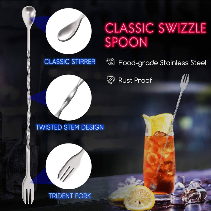 2-Piece Set: Hiware 10 Inch Stainless Steel Cocktail Muddler and Mixing Spoon Home Bar Tool Set Kitchen & Dining - DailySale