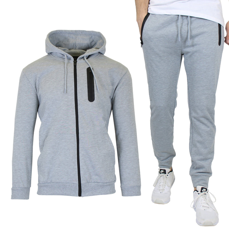 2-Piece Set: Men's Slim Fitting French Terry Hoodie & Jogger