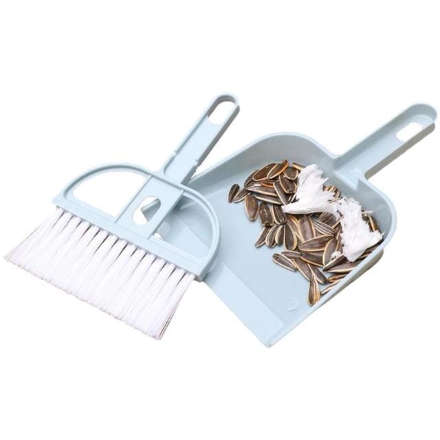 2-Piece Set: Mini Cleaning Dustpan And Brush Set Pet Supplies Blue - DailySale