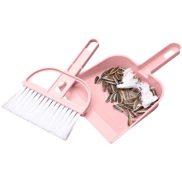 2-Piece Set: Mini Cleaning Dustpan And Brush Set Pet Supplies Pink - DailySale