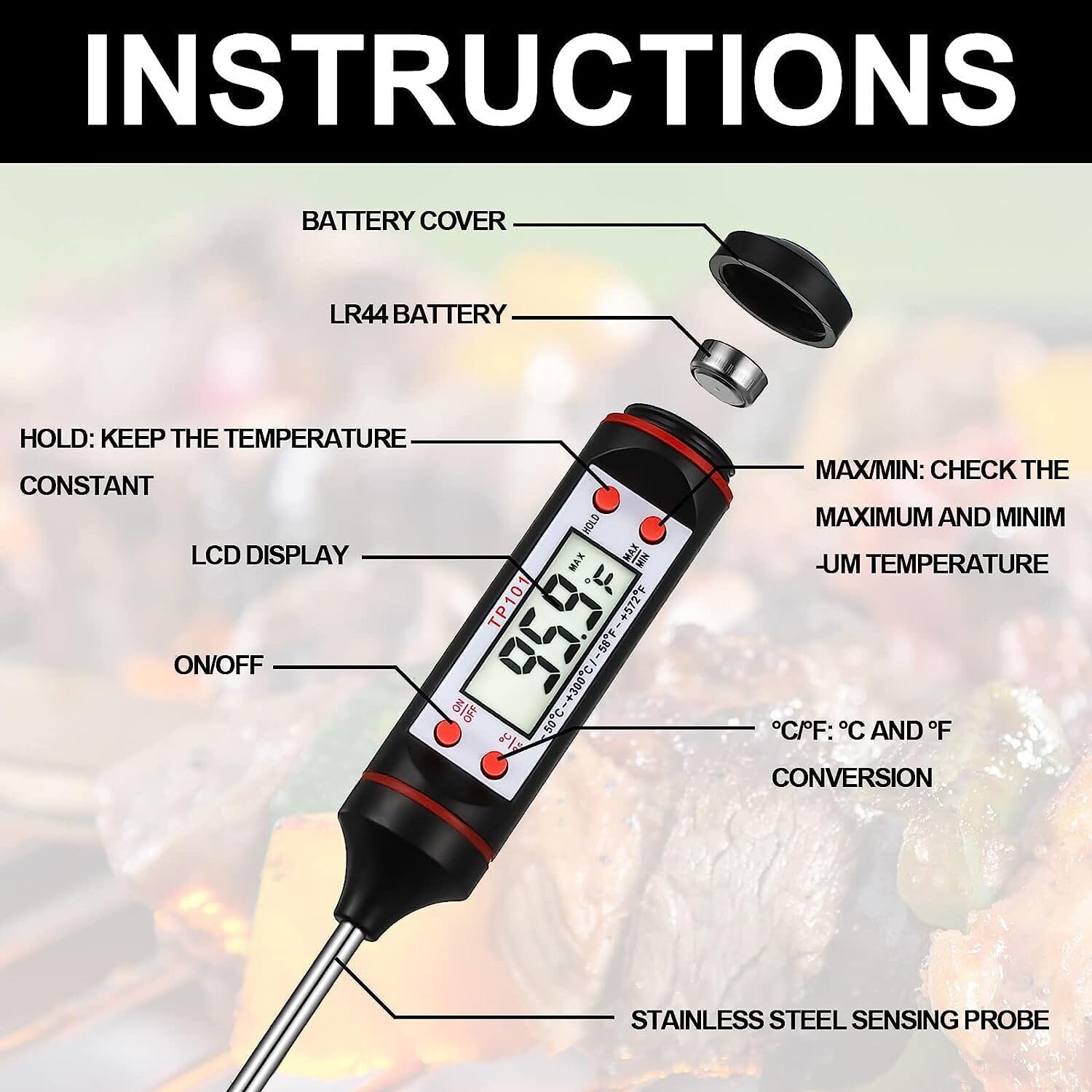 2-Piece Set: Multi-functional Thermometer Pen with High Accuracy and Instant Read Kitchen Tools & Gadgets - DailySale