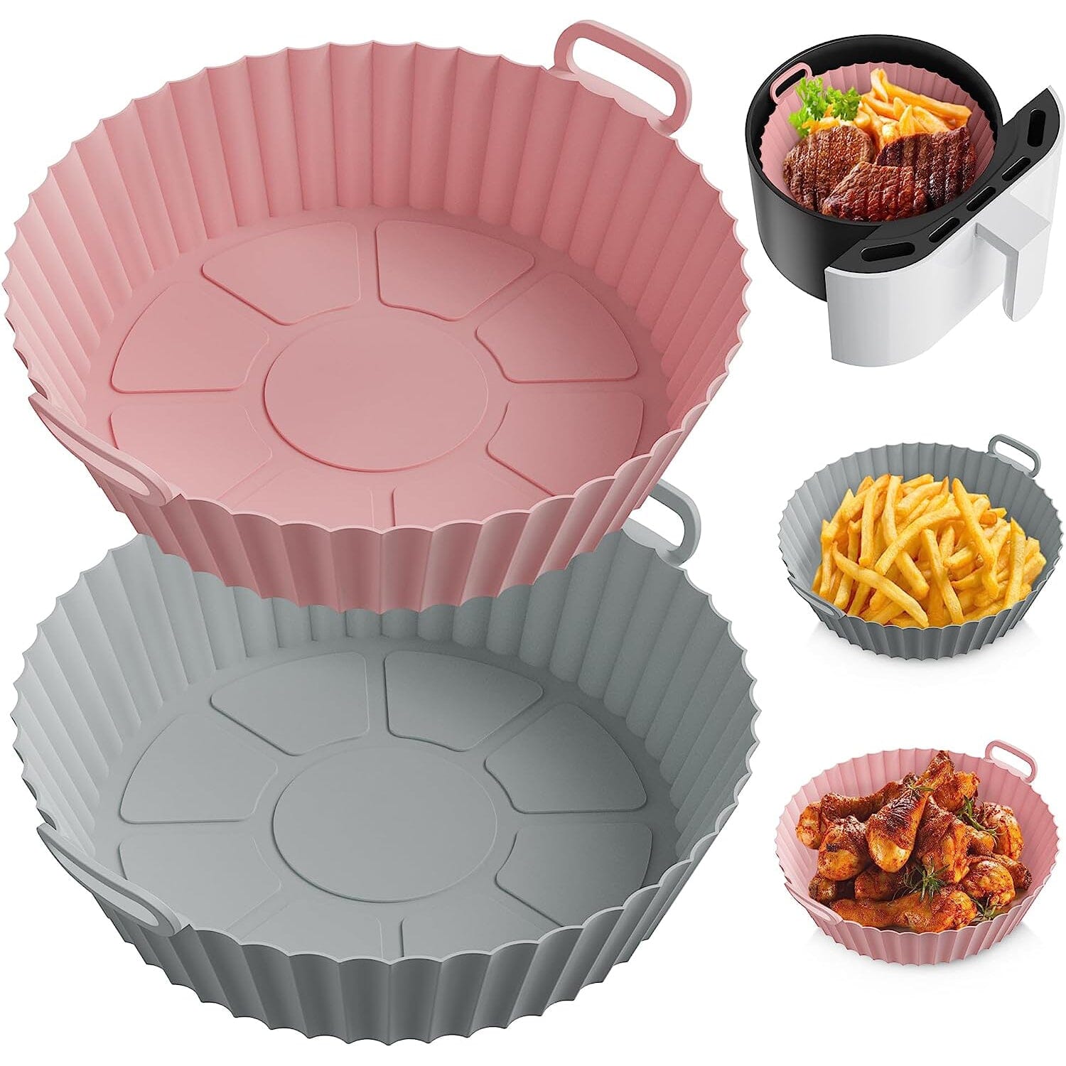 2-Piece Set: Reusable Silicone Air Fryer Liners Kitchen Tools & Gadgets - DailySale