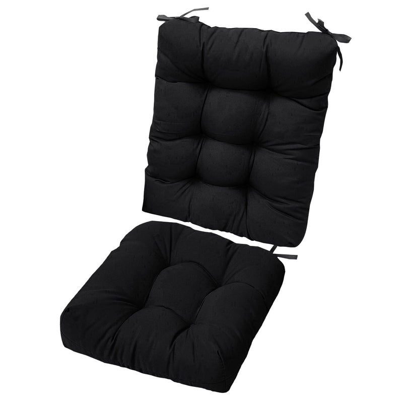 2-Piece Set: Rocking Chair Cushion with Non-Slip Ties Polyester Fiber Filling Furniture & Decor Black - DailySale