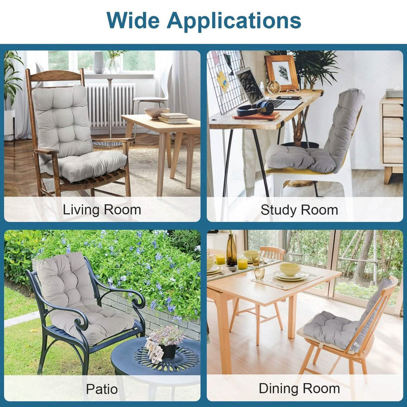 2-Piece Set: Rocking Chair Cushion with Non-Slip Ties Polyester Fiber Filling Furniture & Decor - DailySale