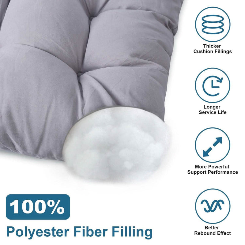 2-Piece Set: Rocking Chair Cushion with Non-Slip Ties Polyester Fiber Filling Furniture & Decor - DailySale