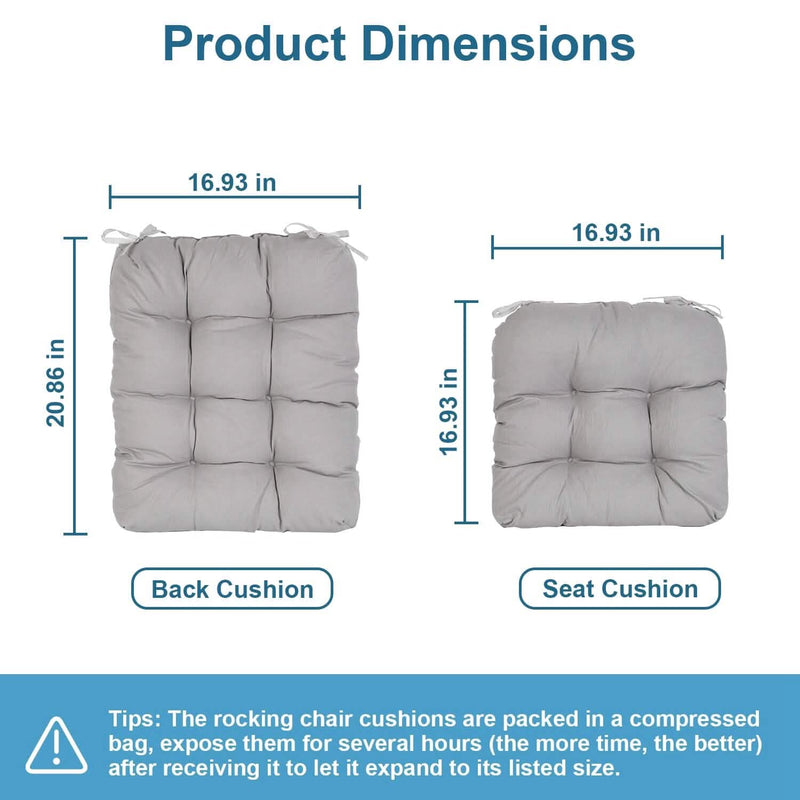 2-Piece Set: Rocking Chair Cushion with Non-Slip Ties Polyester Fiber Filling Furniture & Decor - DailySale