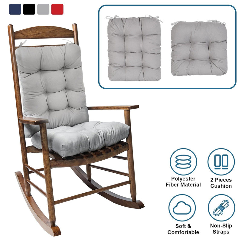 2-Piece Set: Rocking Chair Cushion with Non-Slip Ties Polyester Fiber Filling Furniture & Decor - DailySale