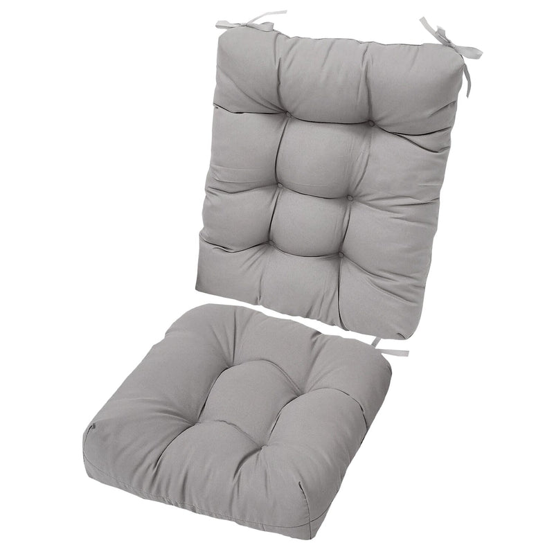 2-Piece Set: Rocking Chair Cushion with Non-Slip Ties Polyester Fiber Filling Furniture & Decor Gray - DailySale