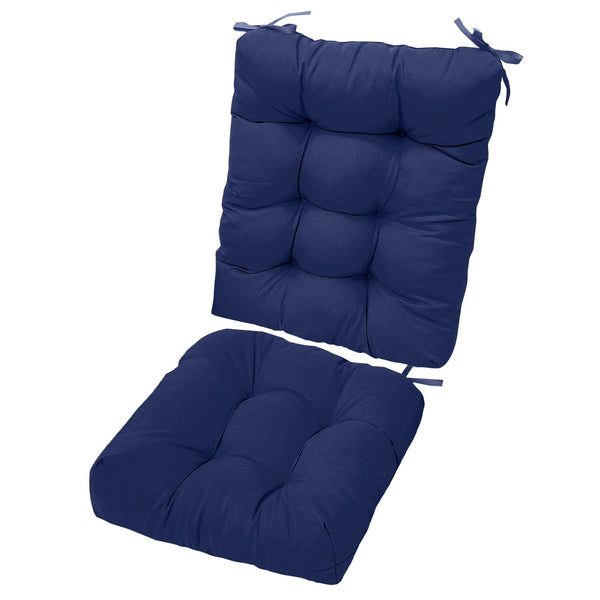 2-Piece Set: Rocking Chair Cushion with Non-Slip Ties Polyester Fiber Filling Furniture & Decor Navy - DailySale