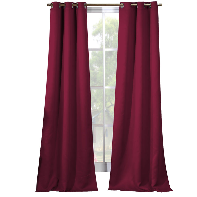 2-Piece Set: Solid Blackout Thermal Grommet Window Curtain Pair Panel Furniture & Decor Burgundy - DailySale