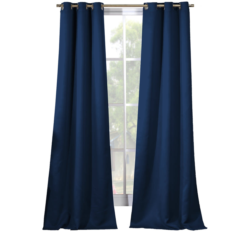 2-Piece Set: Solid Blackout Thermal Grommet Window Curtain Pair Panel Furniture & Decor Navy - DailySale
