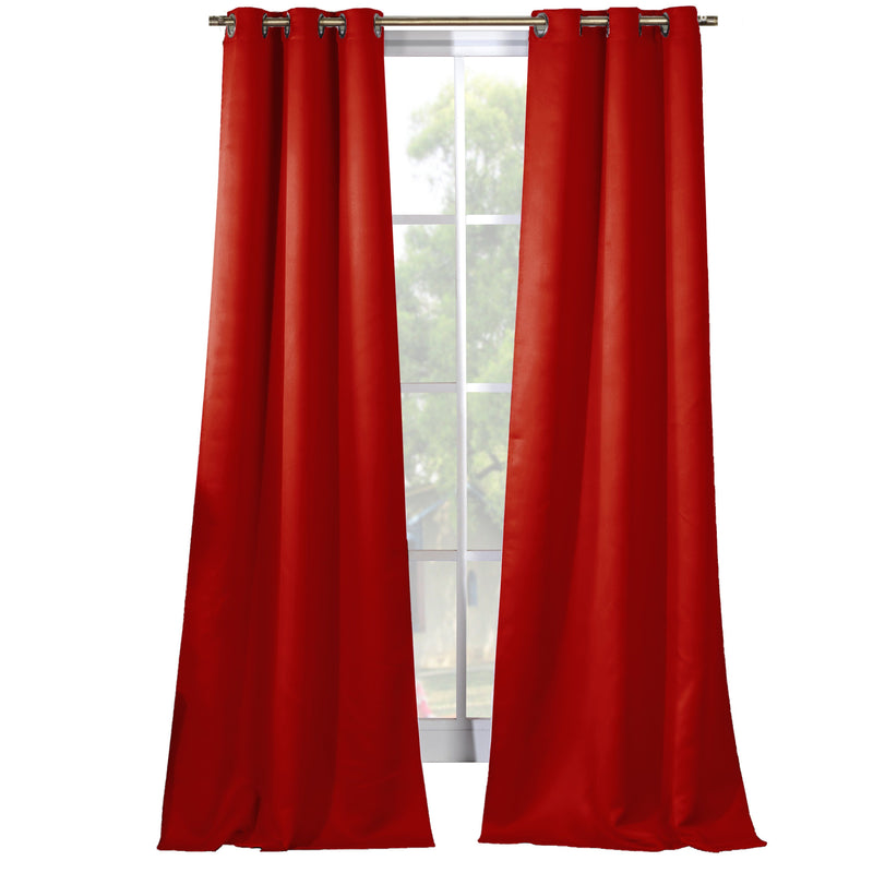 2-Piece Set: Solid Blackout Thermal Grommet Window Curtain Pair Panel Furniture & Decor Red - DailySale