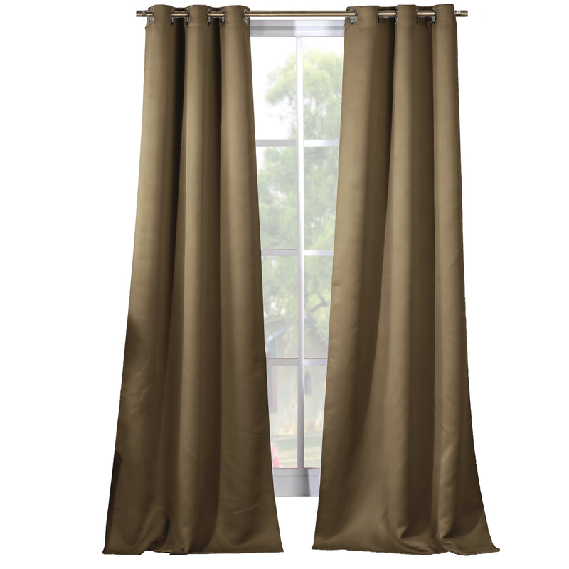 2-Piece Set: Solid Blackout Thermal Grommet Window Curtain Pair Panel Furniture & Decor Taupe - DailySale