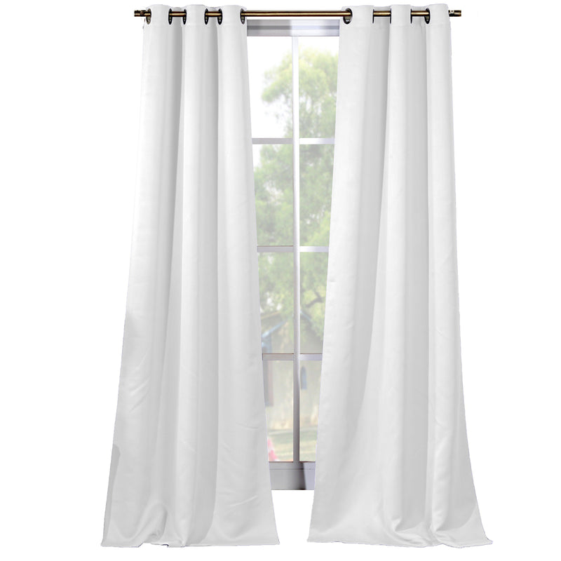 2-Piece Set: Solid Blackout Thermal Grommet Window Curtain Pair Panel Furniture & Decor White - DailySale