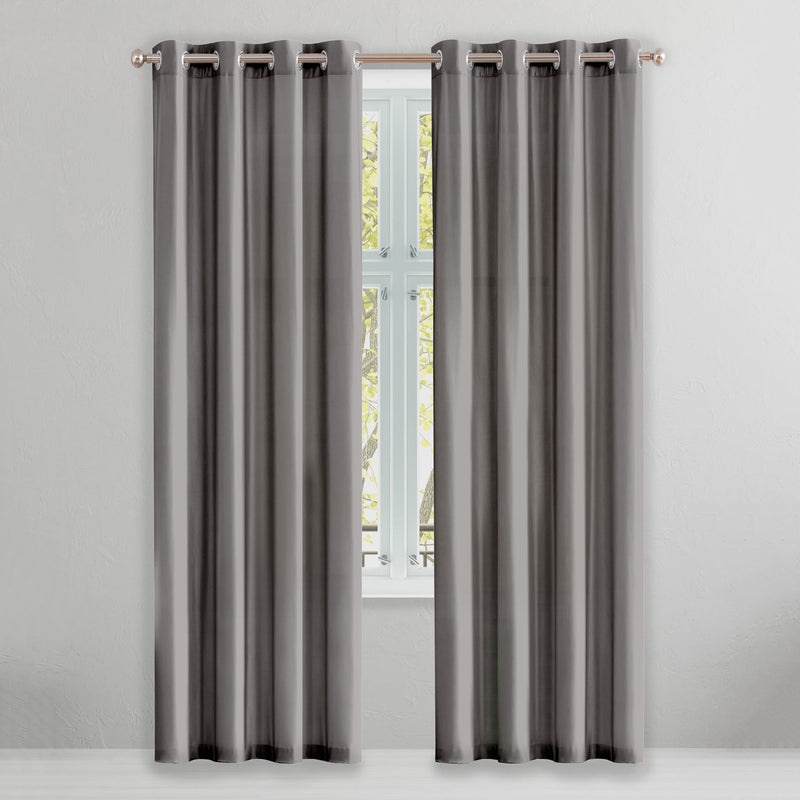 2-Piece Set: Solid Blackout Thermal Window Curtain Pair Panel Furniture & Decor Gray - DailySale