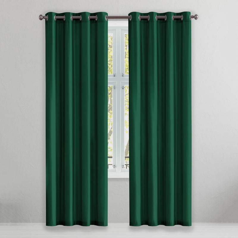 2-Piece Set: Solid Blackout Thermal Window Curtain Pair Panel Furniture & Decor Pine - DailySale