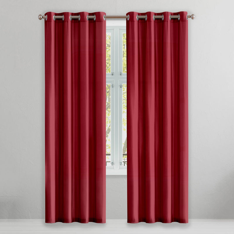 2-Piece Set: Solid Blackout Thermal Window Curtain Pair Panel Furniture & Decor Ruby Red - DailySale
