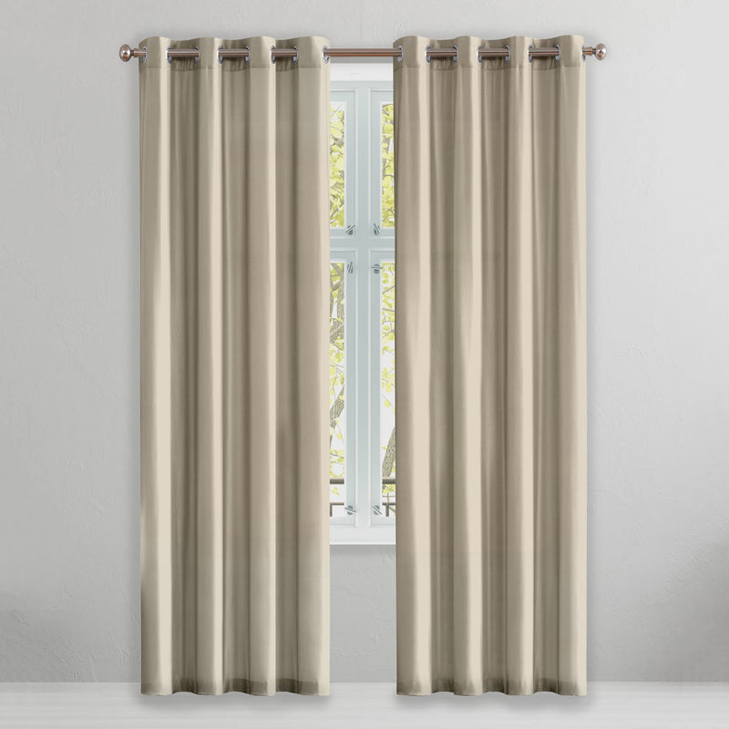 2-Piece Set: Solid Blackout Thermal Window Curtain Pair Panel Furniture & Decor Stone - DailySale