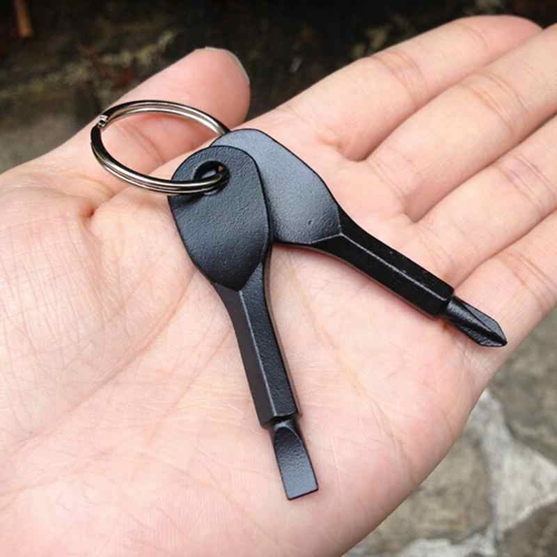 2-Piece Set: Stainless Keychain Pocket Tool Screwdriver Set Home Improvement Black - DailySale