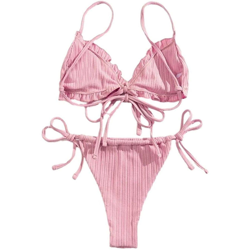 2-Piece Set: Thong Brazilian Bikini Swimsuit Women's Clothing Pink S - DailySale