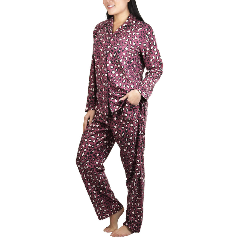 2-Piece Set: ToBeInStyle Women's Long Sleeve Button Down Top and Drawstring Bottom Pajama Set