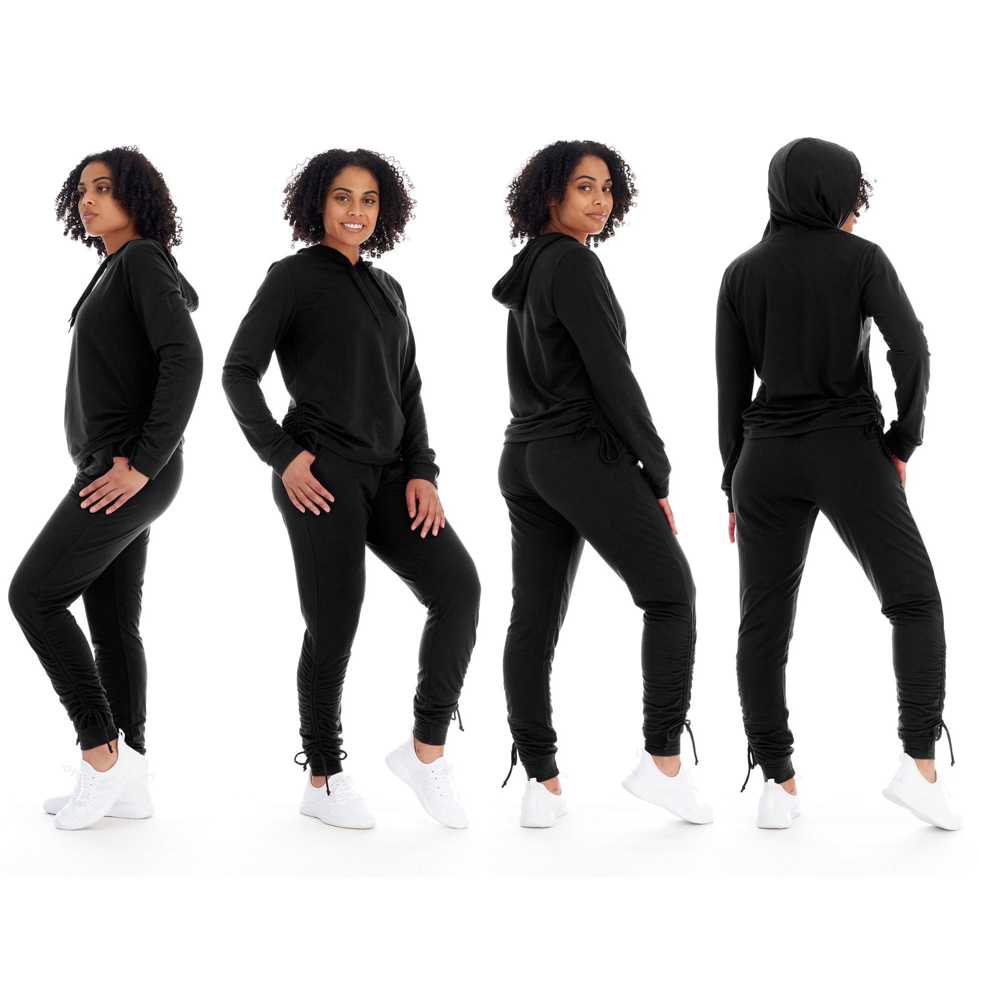 2-Piece Set: Women's Athleisure Fleece Jogger Sweatpants & Hoodie With Pockets Set Women's Bottoms Black S - DailySale