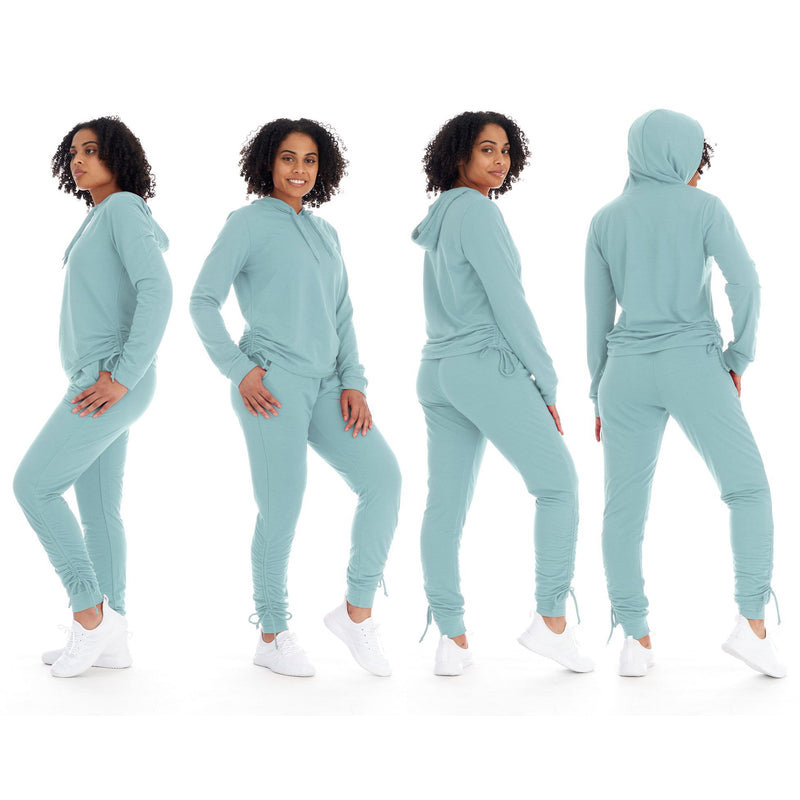 2-Piece Set: Women's Athleisure Fleece Jogger Sweatpants & Hoodie With Pockets Set Women's Bottoms Light Blue S - DailySale