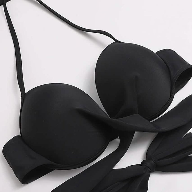 2-Piece Set: Women's Swimwear Bikini Push Up Open Back Solid Color Women's Swimwear & Lingerie - DailySale