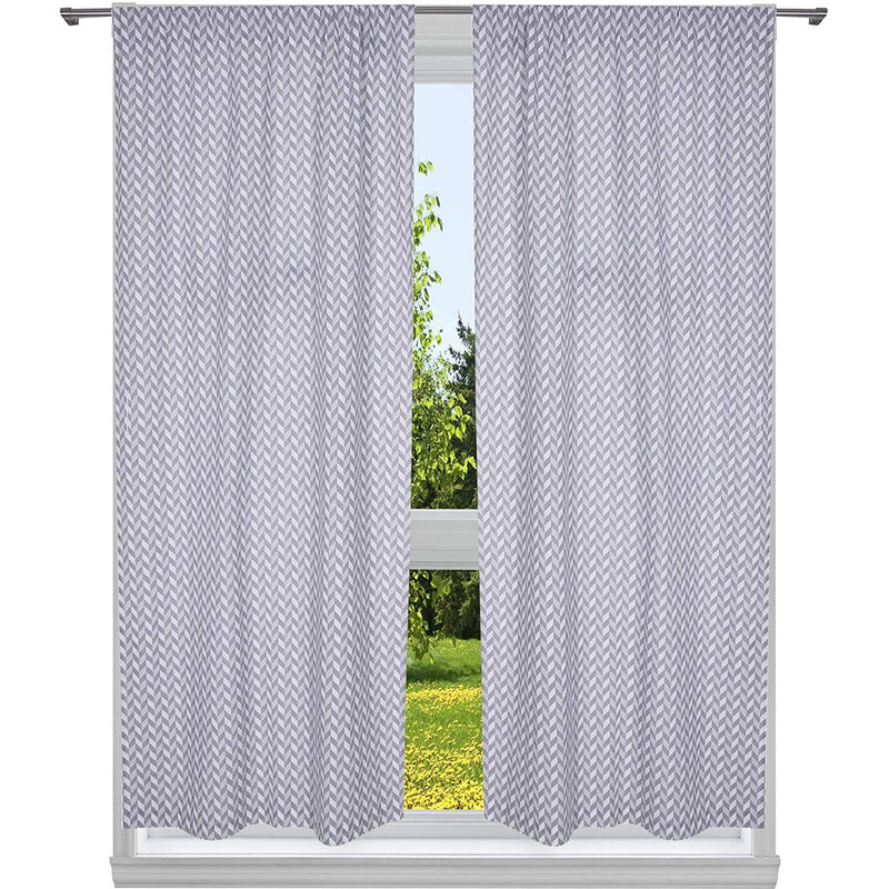 2-Piece Set:100% Cotton Chevron Print Blackout Window Curtain Pair Panel Furniture & Decor Gray - DailySale