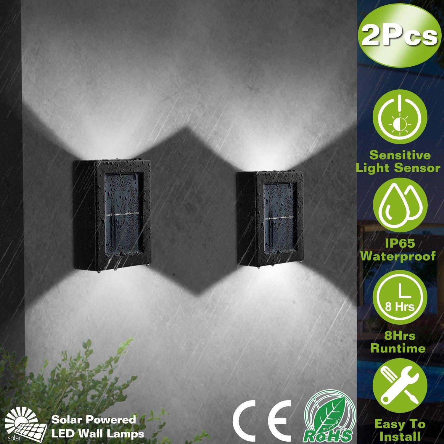 2-Piece: Solar Deck Outdoor Lights Outdoor Lighting - DailySale